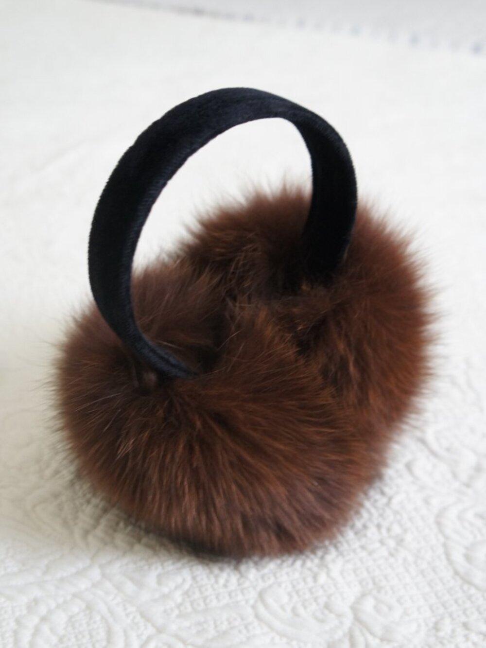 Dark Brown Fox Fur Foldable Earmuffs